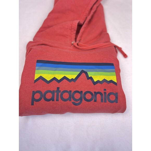 Patagonia Men’s M Uprisal Graphic Pullover Hoodie Sweatshirt Red Organic Cotton - Picture 12 of 16